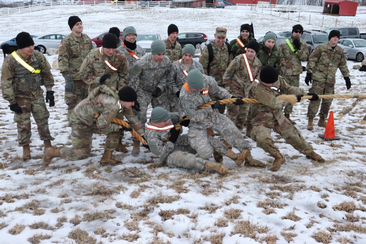 Cadets have a tug-of-war competition as the culminating event of RAP Week